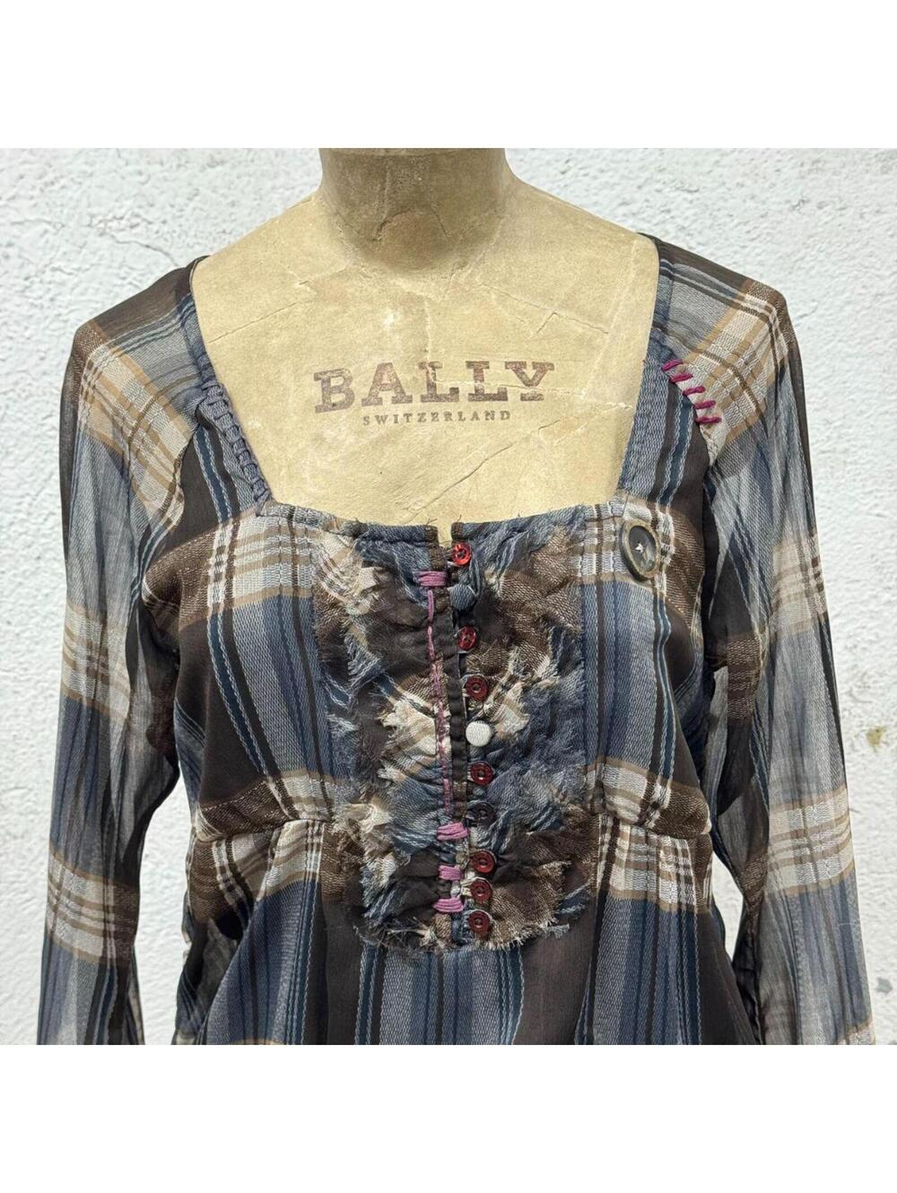 Vintage Desigual Archival "Grunge-Coquette" Plaid Mini Dress - Picture 3 of 8